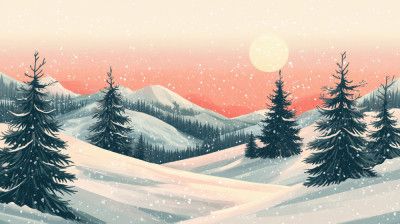 Snowy Winter Christmas Landscape