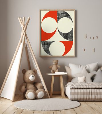 Bold Red and Black Circular Patterns