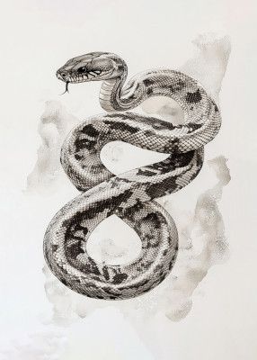 Snake On White Paper