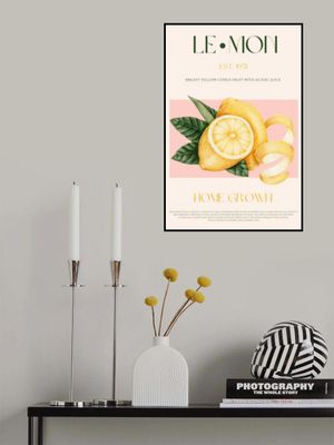 Vintage Style Sliced Lemon With Leaves