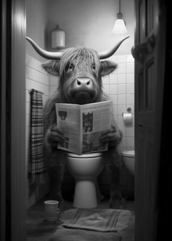 Highland Cow In the Toilet