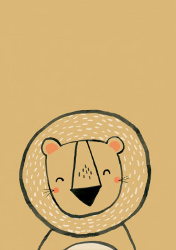 Inky Lion  - Simple Boho Kids &amp; baby nursery jungle theme