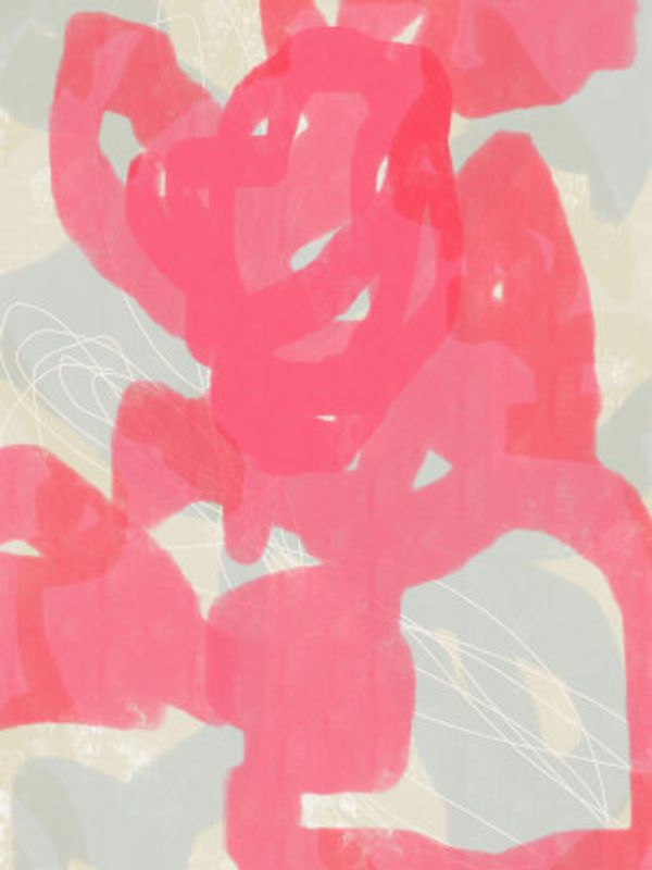 Abstract Painting In Pastel Colors. Pink, light blue and white.