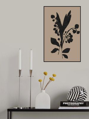 Black Floral Buds Modern Botanical Silhouette