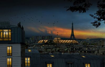 roofs of Paris at blue hour