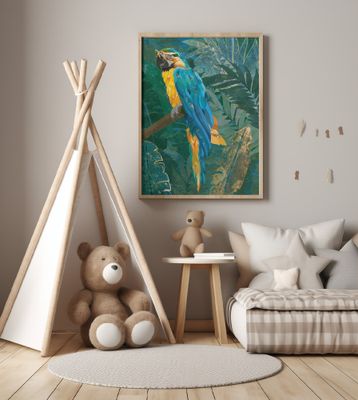 Blue parrot in the rainforest