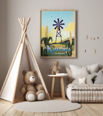 Kansas " The Wheat State" Travel poster