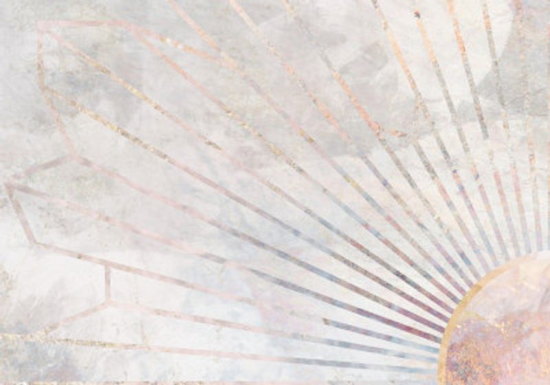 Gold geometric sun rays mural concrete