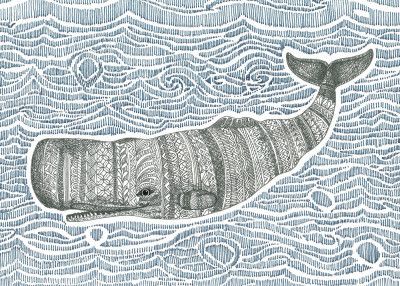 Patterned whale and Waves