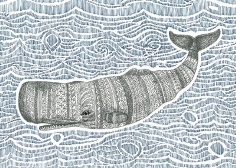 Patterned whale and Waves