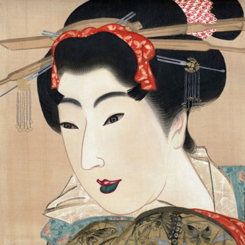 Japanese Geisha (1830s) Vintage Painting