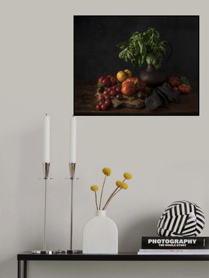 Still life with tomatoes and basil