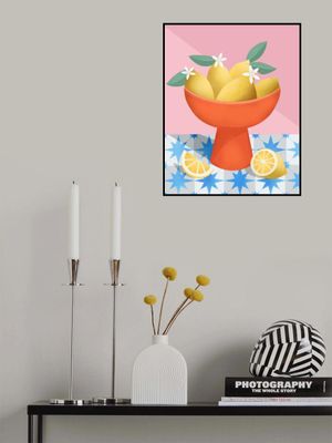 Lemons in a Red Pedestal Bowl