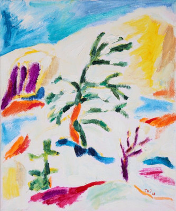 Snow At The Forest Edge, Tamara Jare, oil on canvas