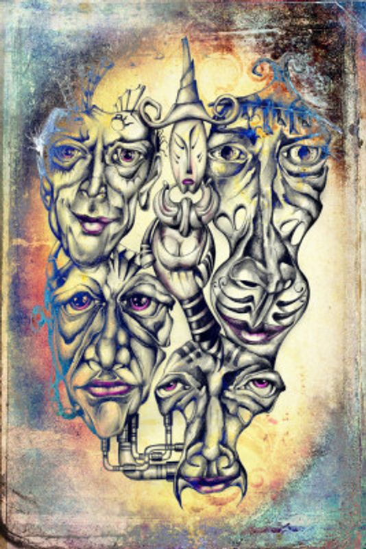 Shaman and faces of souls