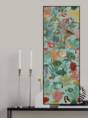 coral reef deep silence mint pattern