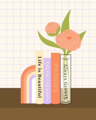 Books and Peonies