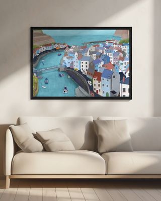 Aerial View of Staithes, United Kingdom by Artist Carla Daly