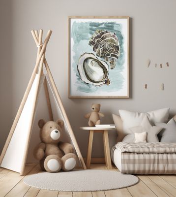 For the Love of Oysters, foodie art, seafood art, rustic ocean inspired