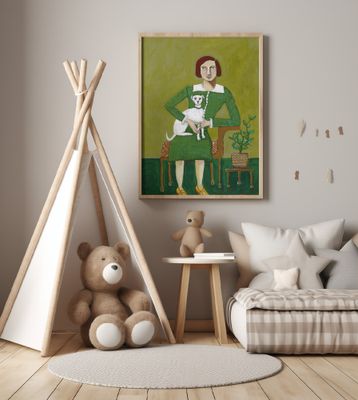 Vintage Lady with her white dog