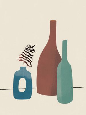 Abstract Vases in Earthy Tones