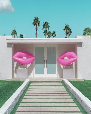 Mid-Century Modern House with Pink Lips