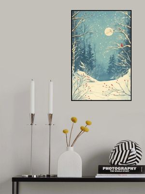 Red Bird in Snowy Forest