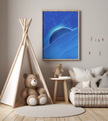 Cosmic Scene With A Glowing Planet