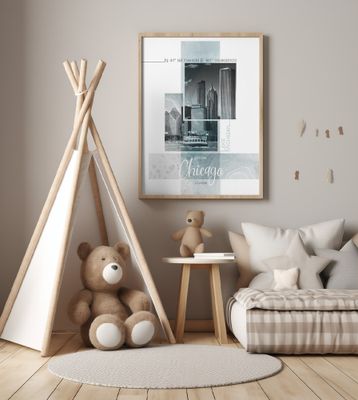 Poster Art CHICAGO Skyline | turquoise marble