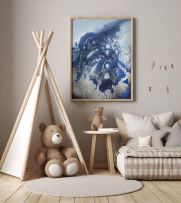 Soothing -" Ocean Wave Waltz  1" - Watercolor waves