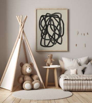 Black Loops On A Beige Canvas