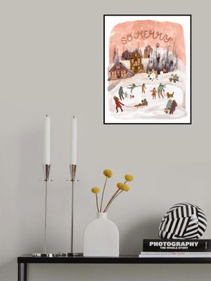 So Merry Holiday Scene, Festive Winter Art, Christmas time