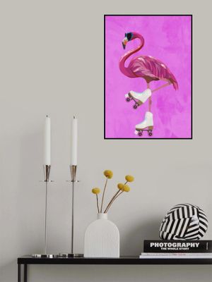 Pink Flamingo Roller Skating
