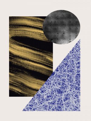 Geometric Shapes With A Black And Gold Textured