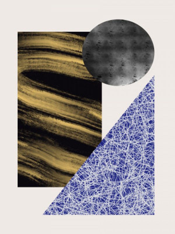 Geometric Shapes With A Black And Gold Textured