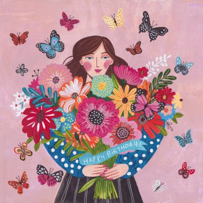 Woman with flower bouquet