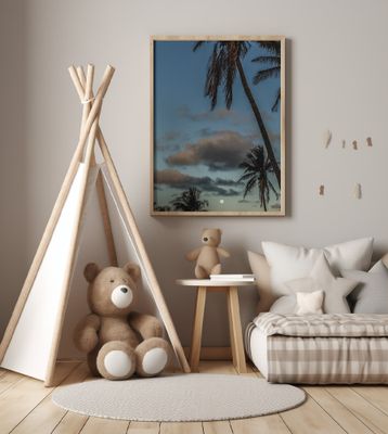 Serene Tropical Sunset With Majestic Palm Trees