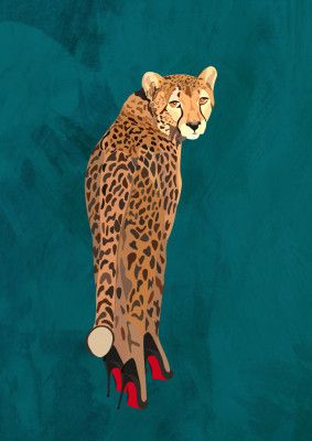 Turquoise cheetah in heels