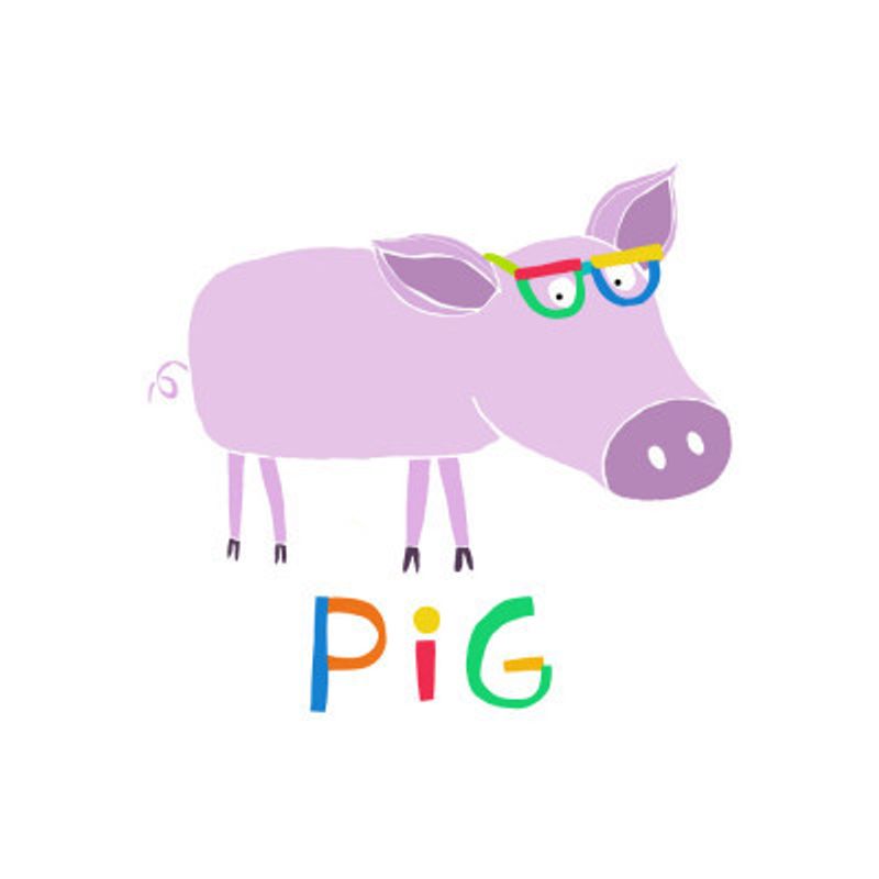 Cute Pink Pig with Funny Colorful Glasses by Artist Carla Daly