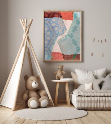 Overlapping Geometric Patterns in Soft Hues