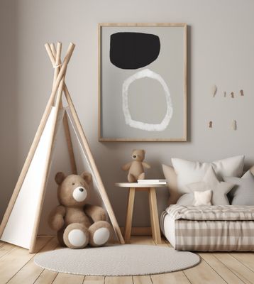 Abstract Painting With Two Bold Geometric Shapes