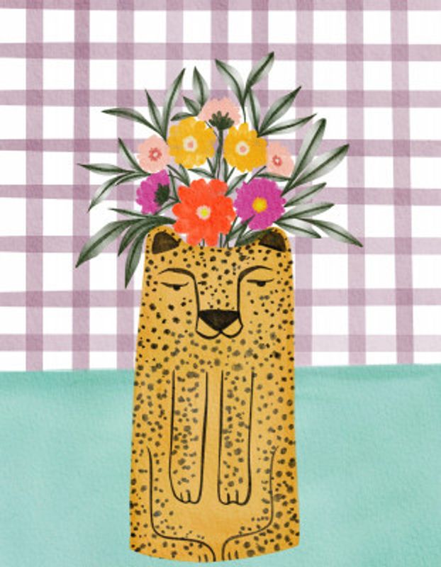 Leopard Shape Vase with Flower