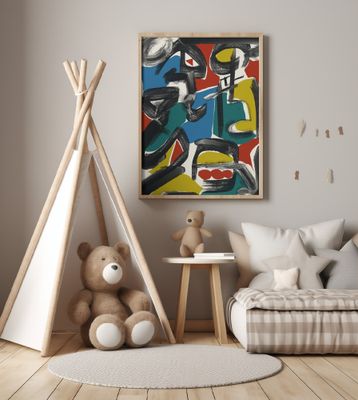 Black Brushstrokes with Vibrant Blocks