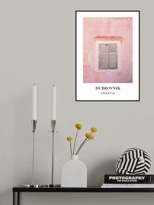 Pink Dubrovnik Croatia travel poster