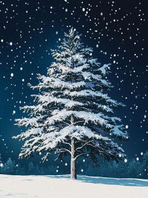 Winter Snowy Pine Tree