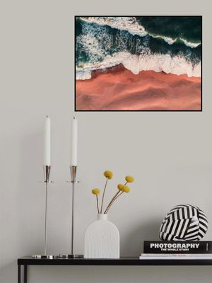 Vibrant Pink Sand And Foamy Teal Waves