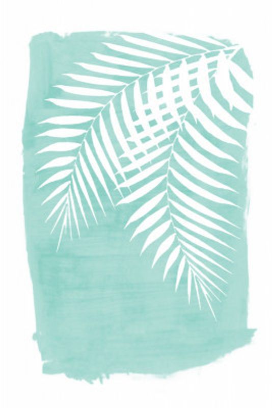 Teal Palm Leaves Foliage Silhouette
