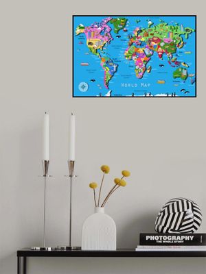 Illustrated World Map with Countries and Continents by Carla Daly