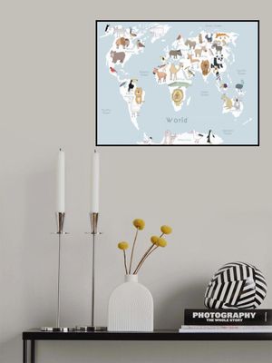 Illustrated Map of the World with Cute Animals