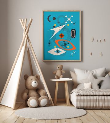 Geometric Shapes in Vibrant Teal